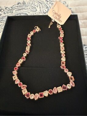 Camila Coelho Rose Pink and Gold Multi-Shaped Crystal Necklace